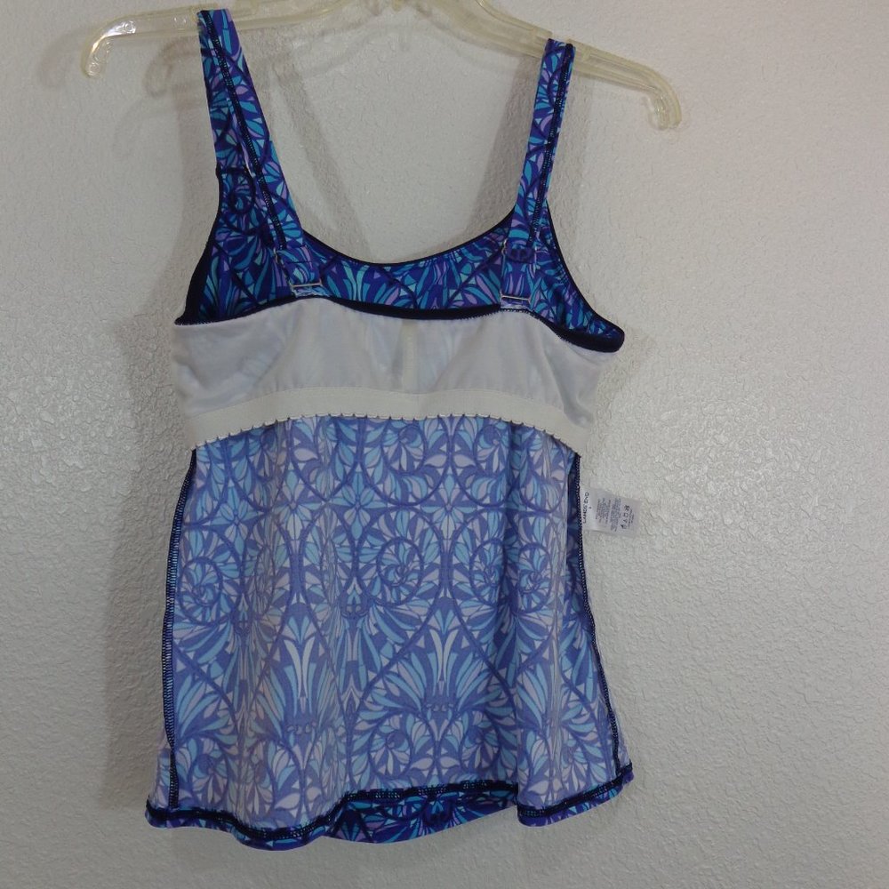 Lands End Size 6 Scoop Neck Blue Purple Floral Tankini Swim Top Padded - Picture 3 of 5